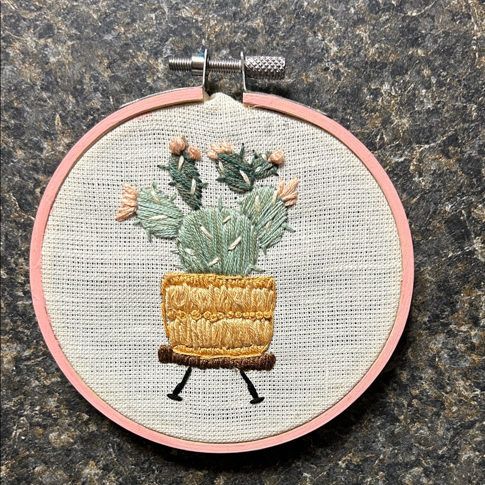 Cactus Embroidery Hoop Art